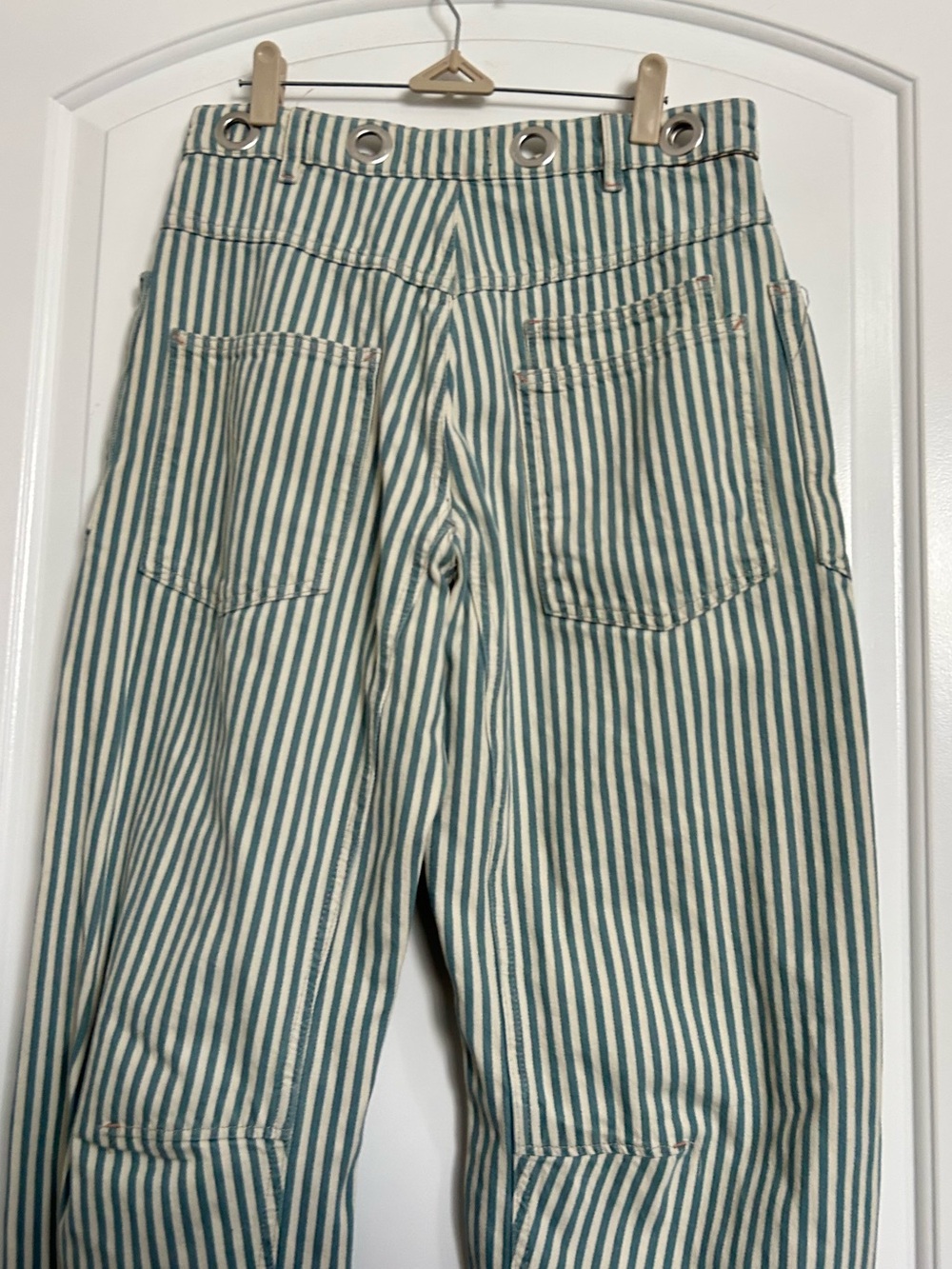 Free People Moxie Railroad Low-Slung Wide Leg Barrel Jeans Size 27 Nautical Boho - Picture 14 of 15